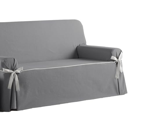 Estoralis Beret Sofabezug, mit Schleifen, modernes Design, Jaquard-Stoff, Farbe: Anthrazit, für 3-Sitzer, Stoffgröße (180 bis 210 cm), Bezug für alle Arten von Sofas von Estoralis
