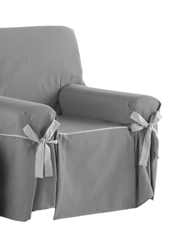 Estoralis Beret Sofabezug, mit Schleifen, modernes Design, Jaquard-Stoff, Farbe: Anthrazit, für Sessel oder Relax, 1-Sitzer, Stoffgröße (80 bis 110 cm), Bezug für alle Arten von Sofas von Estoralis