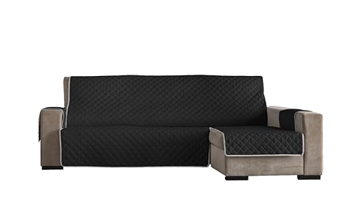 Estoralis Eden | Bezug für Chaisse Longue, gepolstert, modernes Design, Schwarz, Chaisse Longue 290 cm, Eckteil rechts, Stoffgröße 290 x 255 cm von Estoralis