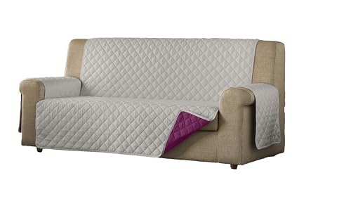 Estoralis Eden Sofabezug, gepolstert, modernes Design, Beige/Fuchsia, 2-Sitzer, Stoffgröße 110 x 210 cm, passend für alle Sofas von Estoralis