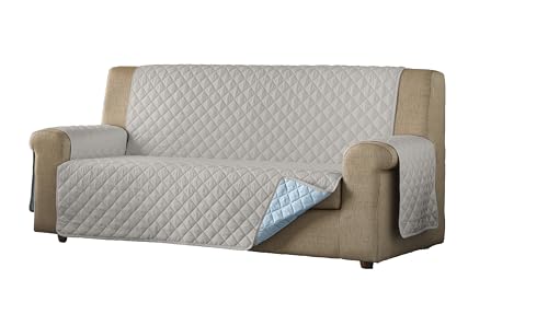 Estoralis Eden Sofabezug, gepolstert, modernes Design, Beige/Hellblau, 2-Sitzer, Stoffgröße 110 x 210 cm, passend für alle Sofas von Estoralis