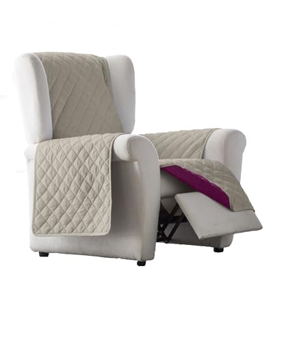 Estoralis Eden Sofabezug, gepolstert, modernes Design, Grau/Fuchsia, 1-Sitzer, Stoffgröße 55 x 210 cm, passend für alle Sofas von Estoralis