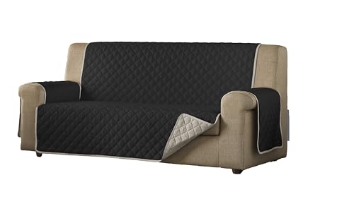 Estoralis Eden Sofabezug, gepolstert, modernes Design, Grau/Schwarz, 2-Sitzer, Stoffgröße 110 x 210 cm, passend für alle Sofas von Estoralis