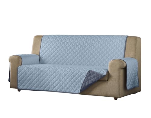 Estoralis Eden Sofabezug, gepolstert, modernes Design, Hellblau/Stein, 2-Sitzer, Stoffgröße 110 x 210 cm, passend für alle Sofas von Estoralis