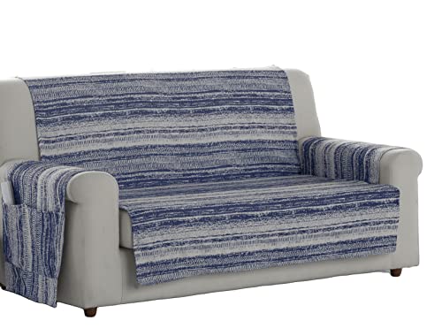 Estoralis Jana - Sofabezug für Jacquard-Sofa, wendbar, bequem, praktisch, strapazierfähig, einfache 2-Sitzer-Montage, Blau von Estoralis