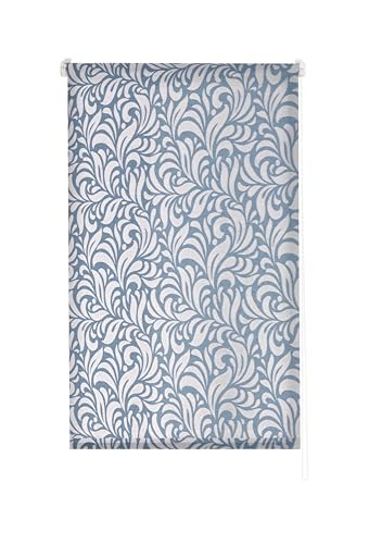 Estoralis | MYRCELLA | Modernes Design-Rollo ohne Werkzeug | Lichtdurchlässig Stoff | Farbe - Blau | 60 x 150 cm (Breite/Höhe) Stoffgröße 57 x 150 cm | Rollos für Fenster und Türen von Estoralis