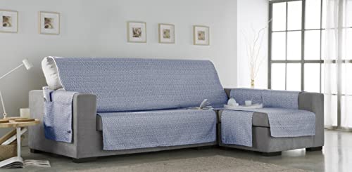 Estoralis Oona - Schutzhülle für Chaiselongue, Jacquard, bequem, praktisch, robust, einfache Montage, 235 cm, Blau von Estoralis