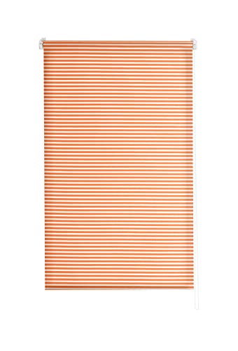 Estoralis | Robert | Modernes Design-Rollo ohne Werkzeug | Lichtdurchlässig Stoff | Orange | 55 x 195 cm (Breite/Höhe) Stoffgröße 52 x 190 cm | Rollos für Fenster und Türen von Estoralis