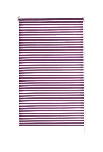 Estoralis | Robert | Modernes Design-Rollo ohne Werkzeug | Lichtdurchlässig Stoff | Violett | 45 x 195 cm (Breite/Höhe) Stoffgröße 42 x 190 cm | Rollos für Fenster und Türen von Estoralis