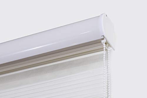 Estoralis SAMWELL - Doppelrollo mit dekorativer Kassette, Bohren Duo Rollo mit Sicht,und Sonnenschutz für Fenster und Türen, 100 x 250 cm, Farbe Weiß von Estoralis