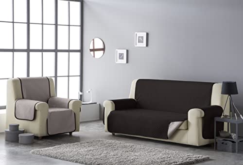 Estoralis - Sofabezug AVA, 1-Sitzer/Relax (55 x 220 cm), gesteppter Sofabezug, wendbar, Beige/Braun von Estoralis
