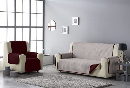 Estoralis - Sofabezug AVA, 3-Sitzer (150 x 220 cm), gesteppter Sofabezug, wendbar, Rot/Beige von Estoralis
