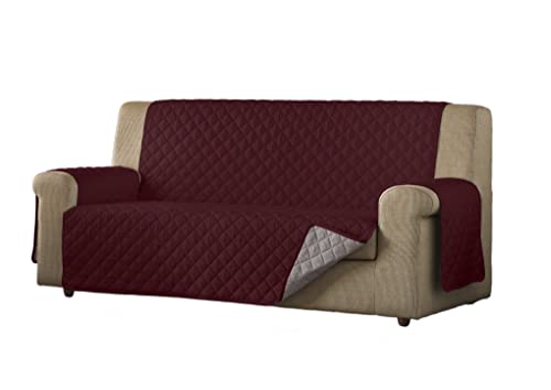 Estoralis - Sofabezug Eden, 2-Sitzer (110 x 220 cm), gesteppter Sofabezug, wendbar, Rot/Beige von Estoralis