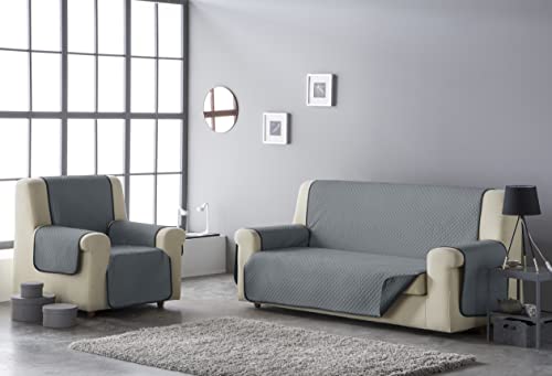 Estoralis - Sofabezug für 4-Sitzer (190 x 220 cm), gesteppter Sofabezug, wendbar, Grau/Anthrazit von Estoralis