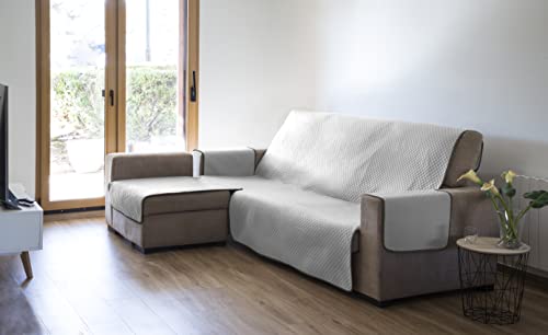 Estoralis - Sofabezug für Chaiselongue, AVA, Schutz für Chaiselongue, gepolsterter Arm, Links, Größe -240 x 260 cm, Weiß von Estoralis