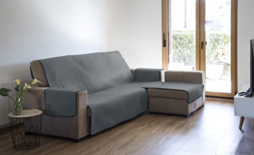 Estoralis - Sofabezug für Chaiselongue, AVA, gepolsterter Arm, rechts, Größe -240 x 260 cm, Grau von Estoralis