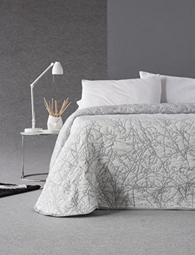 Estoralis - TOPACIO Tagesdecke Jacquard Baumwolle, Farbe Grau, Bett 90 cm - 190 x 270 cm von Estoralis