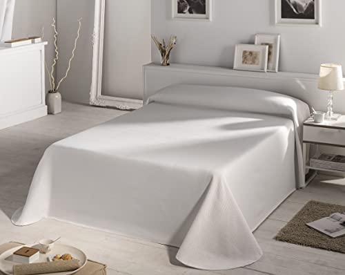 Estoralis - Tagesdecke Pique Jacquard Baumwolle, Weiß, Bett 105 cm - 205 x 270 cm von Estoralis