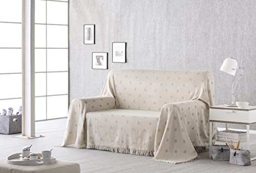 Estoralis – LUNARES – Mehrzweck-Sofa-Steppdecke, Tagesdecke, Foulard-Decke, Plaid für Bett, Sofabezug, praktisch und weich, bequem. Polyester Baumwolle. (170 x 240 cm. Beige Farbe) von Estoralis