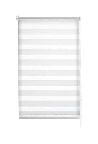 Estoralis - VERAL - Doppelrollo, “OHNE Werkzeug”, Duo Rollo mit Visier und Sonnenschutz für Fenster und Türen, 55 x 150 cm, Farbe Weiße von Estoralis