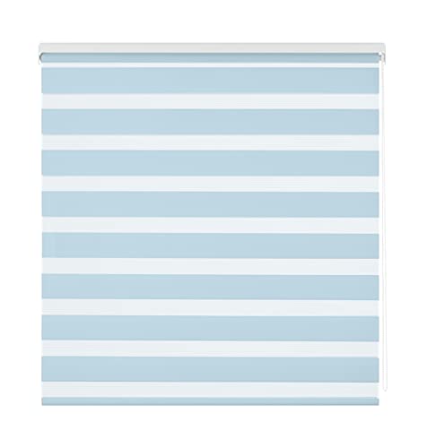 Estoralis | Vera | Doppelrollo Keine Kassette | Doppelter Stoff, Tag und Nacht | Farbe - Hellblau | 125 x 180 cm. (Breite/Höhe) Stoffgröße 122 x 175 cm. | Rollos für Fenster und Türen von Estoralis