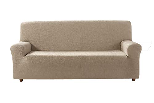 Zebra Textil Elastische Sofa-Husse Beta Größe 4 Sitzer (Von 210 bis 240 cm), Farbe Beige (Mehrere Farben verfügbar) von Estoralis