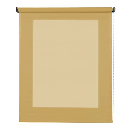 Dekoratives lichtdurchlässiges Rollo, transparentes Rollo, strukturierter Stoff, Rollos für Fenster und Türen, Basic-Rollo, gelbe Textur, 80 x 250 cm von Estores Basic