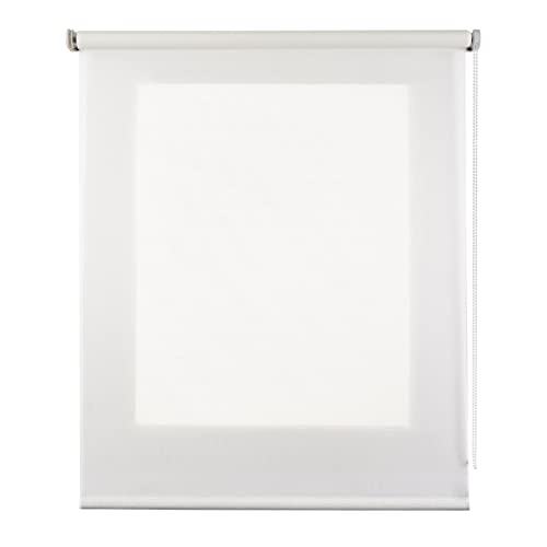 Dekoratives lichtdurchlässiges Rollo, transparentes Rollo, strukturierter Stoff, Rollos für Fenster und Türen, Basic-Rollo, weiße Textur, 80 x 180 cm von Estores Basic