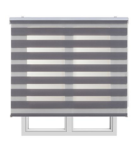 Estores Basic - Nacht- und Tageszeiten, grau, 140 x 250 cm, Rollos, Doppel-Layer-Rollos für Innen von Estores Basic