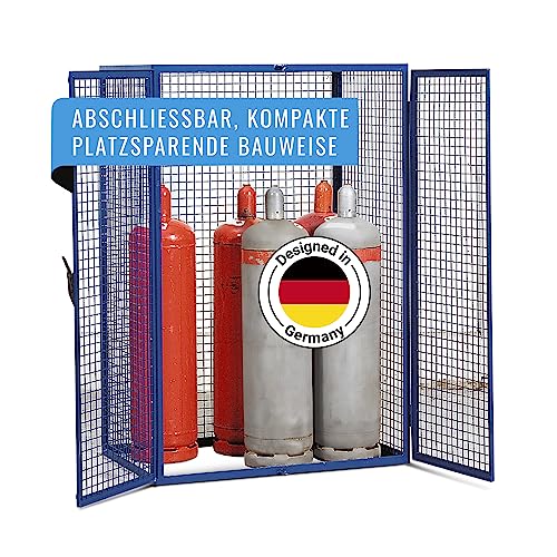 DENIOS® Gefahrstoffschrank aus Stahl I Gasflaschenschrank I Hochwertig I 1250 mm x 1850 mm x 800 mm, zur Lagerung von bis zu 8 Gasflaschen, überdachte Außenaufstellung von Estrao