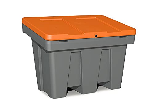 Streugutbehälter, aus Polyethylen, grau/orange, 300 Liter Volumen, stapelbar, zum Lagern von Streusalz und Streugut von Estrao