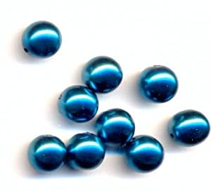 36 stk Nachahmung Perle Bochmishe Glas, Meer blau - 10 mm (Imitation pearl beads/faux pearls, sea blue) von Estrela