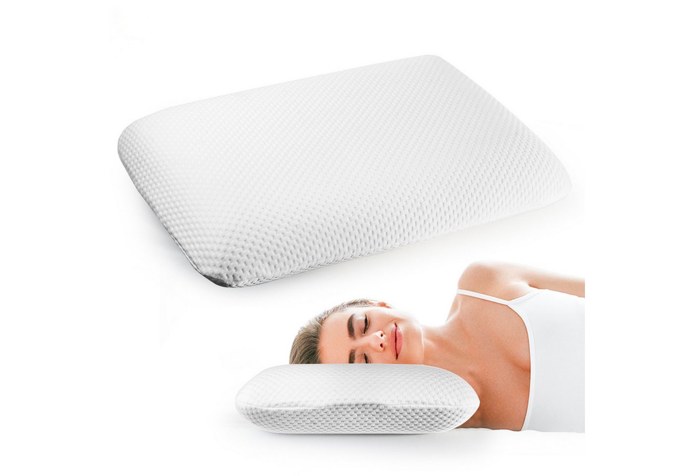 Esun Kopfkissen Kopfkissen, Ergonomisches Memory Foam Kissen, Nackenkissen, Kissen, Füllung: Rückstellschaum, Rückenschlafer, Seitenschlafer, Bauchschlafer, Set, Kissen vom OEKO-TEX® und CertiPUR Getestet, Kopfkissen für Seiten Rücken Bauchschläfer (70 x 40 x 12cm) von Esun