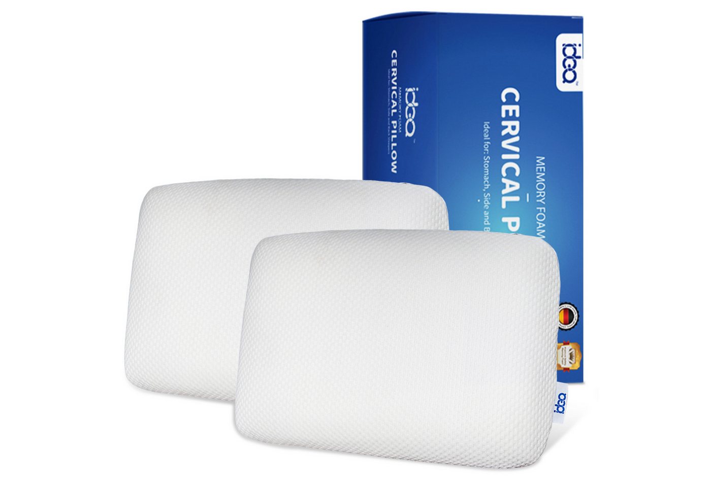 Esun Kopfkissen Kopfkissen, Ergonomisches Memory Foam Kissen, Nackenkissen, Kissen, Füllung: Rückstellschaum, Rückenschlafer, Seitenschlafer, Bauchschlafer, Set, Kissen vom OEKO-TEX® und CertiPUR Getestet, Kopfkissen für Seiten Rücken Bauchschläfer (70 x 40 x 12cm) von Esun