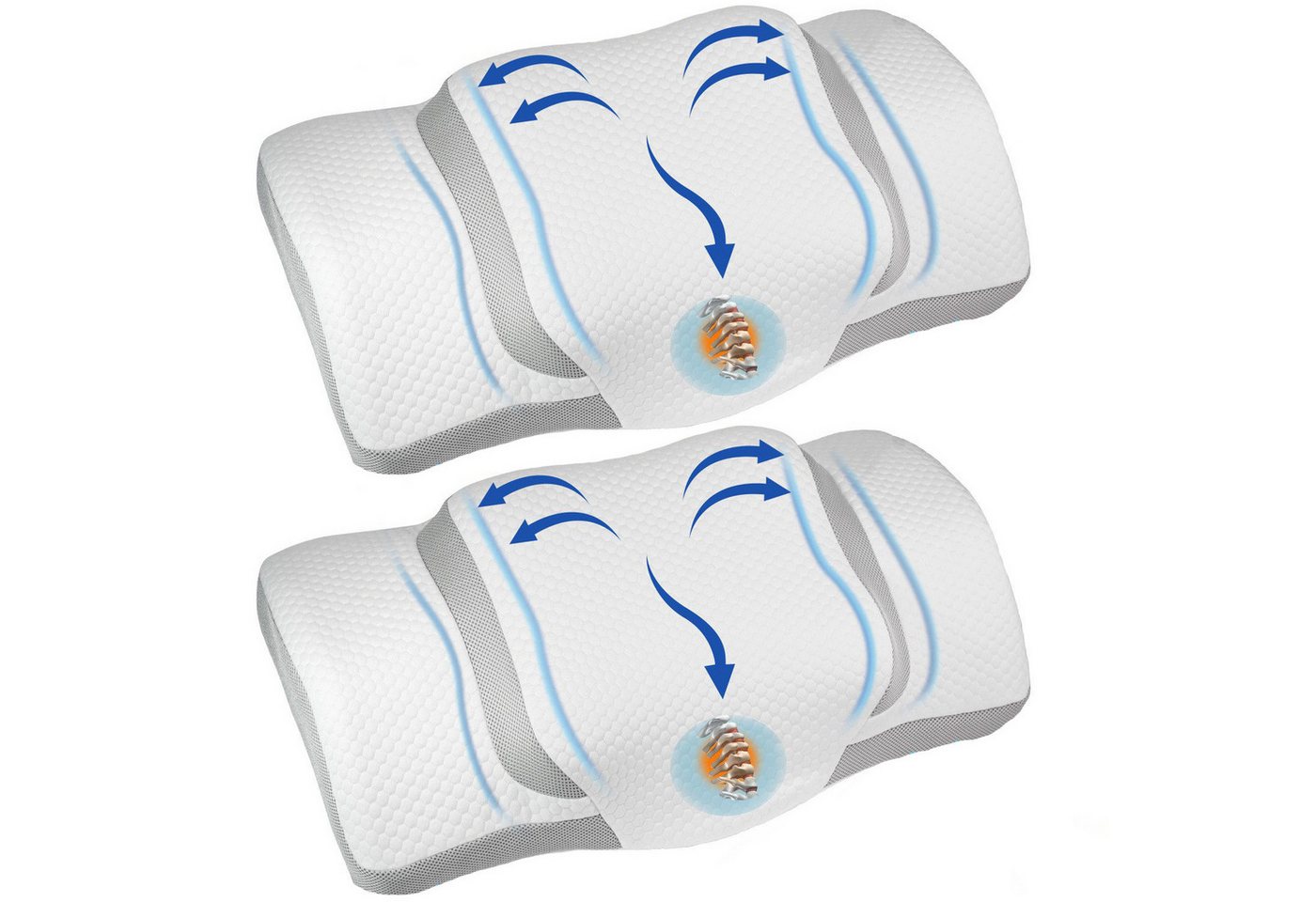 Esun Kopfkissen Memory Foam Kissen Kopfkissen, Ergonomisches Nackenkissen, Füllung: Memory foam, Seitenschlafer, Rückenschlafer, Bauchschlafer, Set, Kissen vom OEKO-TEX® und CertiPUR Getestet, Nackenkissen für Erwachsene, Männer, Frauen von Esun