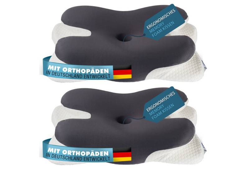 Esun Kopfkissen Nackenkissen, Memory Foam Kissen Nackenstützkissen Kopfkissen, Füllung: Kissenbezug besteht aus 18% Elasthan und 82% Nylon, Seitenschlafer Ruckenschlafer Bauchschlafer, Set, Kissen vom OEKO-TEX® und CertiPUR Getestet, Kissen mit Reisetasche für Seiten Rücken Bauchschläfer(61.5x39x9/11cm) von Esun
