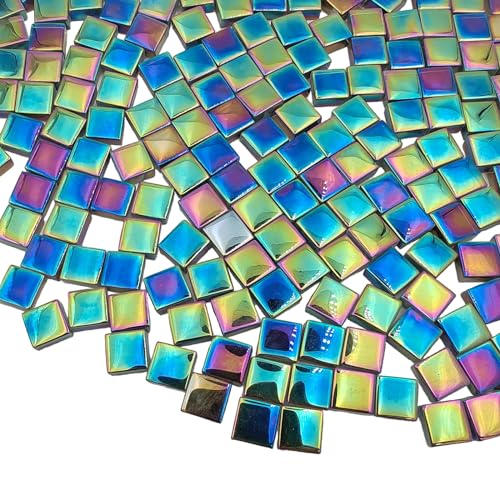 0,5 kg quadratische Kristall-Mosaikfliesen, schillernde Mosaik-Glasfliesen zum Basteln, Mosaikstücke DIY Hobbys Kinder handgefertigte Schmuck Kunst Dekoration Geschenke, 525 Stück (dunkelgrau) von Esweny