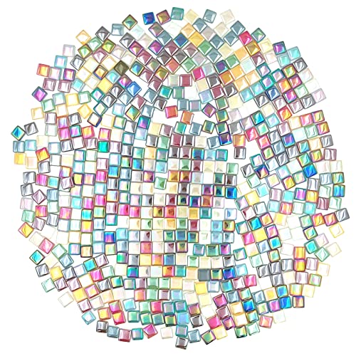0.5 kg quadratische Kristall-Mosaikfliesen, schillernde Mosaik-Glasfliesen zum Basteln, Mosaikstücke, DIY-Hobbys, Kinder, handgefertigte Schmuckkunst, Geschenke, 525 Stück (gemischte Farben) von Esweny