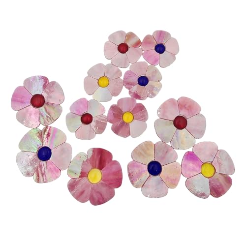 Blumen-Buntglas-Mosaikfliesen, Blumenblätter & flache Perlenmosaik-Glasstücke für DIY Kunst Handwerk (Irisierendes Rosa) von Esweny