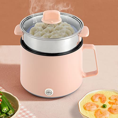 1.7L tragbare Antihaft Topf 300W & 600W Elektrisch Hot Pot Topf Mit Dampfer für Dampfen, Kochen, Gebraten, gegrillt (Rosa) von Esyogen