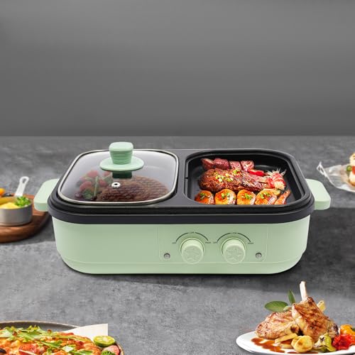 1300W Hot Pot und Grillbereich 2 in 1 Elektrischer Kochtopf Mehrzweck Kochtopf Indoor Grill Elektro-Kochtopf - für 1-3 Personen - Modern & Praktisch von Esyogen