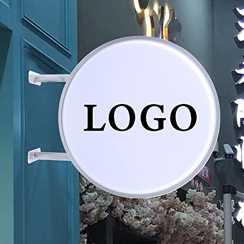 Esyogen 20 Zoll Beleuchtete LED Lightbox Leuchtkasten Rund Doppelseitig Leuchtreklame Nasenschild Projektionsschilder Leuchtschild Hängebar Leuchtkasten für Werbung, Wasserdicht, Acryl, 50x13cm von Esyogen