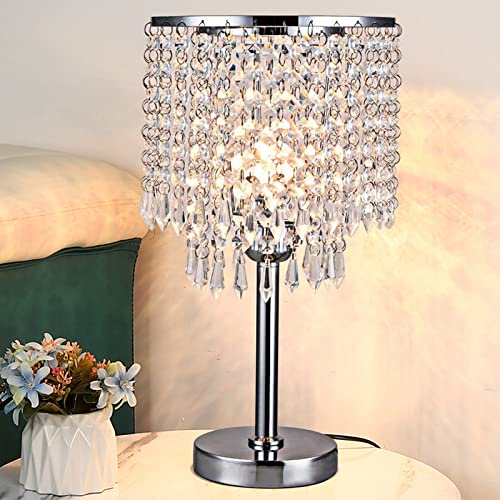 Esyogen 220V Moderne Kristall Tischlampe Leichte Luxus Tischlampe Weiß Nachttischlampe Schreibtischlampe E27,20 * 20 * 38cm von Esyogen