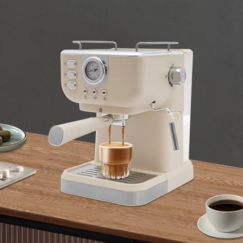 Esyogen Espressomaschine 1500ML Halbautomatische Kaffeemaschine Espressomaschine mit Milchaufschäumer 1050W Kompakte Espresso-Kaffeemaschine Für Haus, Büro, Cafés, Weiß von Esyogen