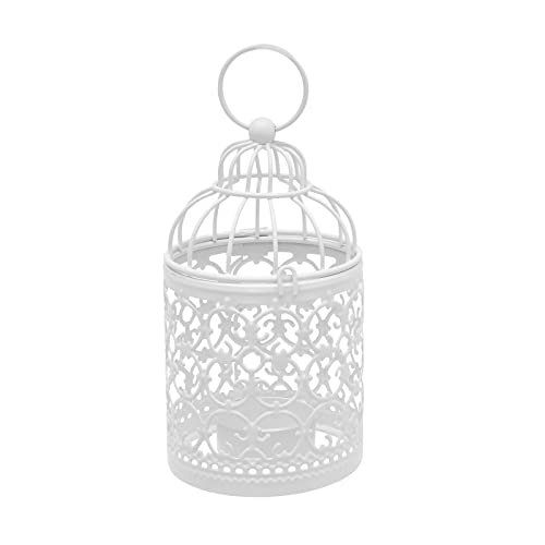 Vogelkäfig Kerzenhalter 12 Stücke Metall hängende Kerzenhalter Teelichthalter Dekoration Kerzenhalter für Weihnachten, Hochzeit, Party,Tischdeko (Weiß) von Esyogen
