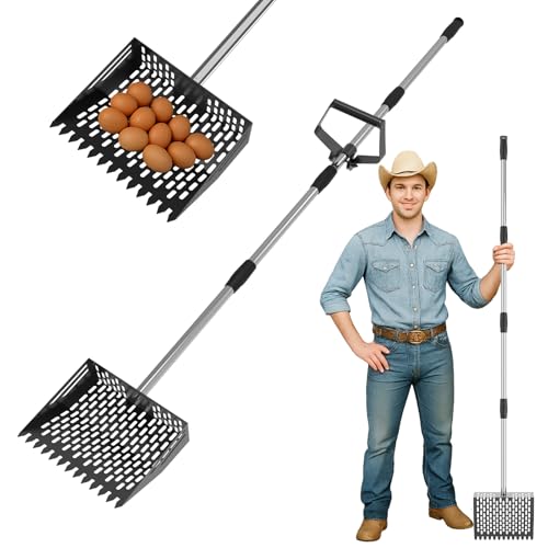 Hühnerkotschaufel, 25,4 cm, 2-in-1-Rechen, Hühnerstallschaufel, verstellbare Siebschaufel, robustes Hühnerstall-Zubehör, Kotschaufel mit verstellbarem Griff & Haustierabfallreinigung Hühnerkotschaufel, 25,4 cm, 2-in-1-Rechen, Hühnerstallschaufel, verstellbare Siebschaufel, robustes Hühnerstall-Zubehör, Kotschaufel mit verstellbarem Griff & Haustierabfallreinigung von Esyun