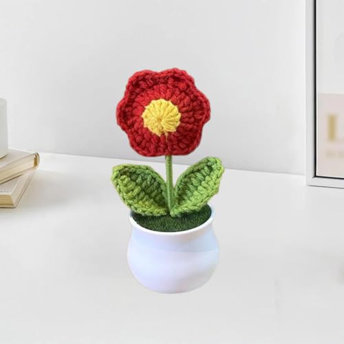 Esyzsss PlüSch Blume,PlüSch Pflanze,GehäKelte Blumen,Mini Kleine Topfpflanzen Rein Handgefertigte Hakenblumen,Handgewebte Blumen,FüR Heim-BüRo-Schreibtisch,Autodekoration von Esyzsss