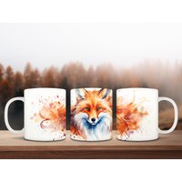 Autumn Blaze Aquarell Fuchs Keramik Tasse von EtHeQu