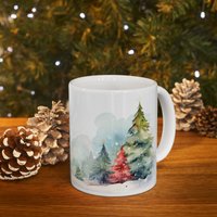 Festliche Finesse Xmas Spirit Aquarell Keramiktasse von EtHeQu