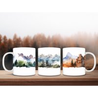 Panorama Wilderness Aquarell Keramiktasse von EtHeQu